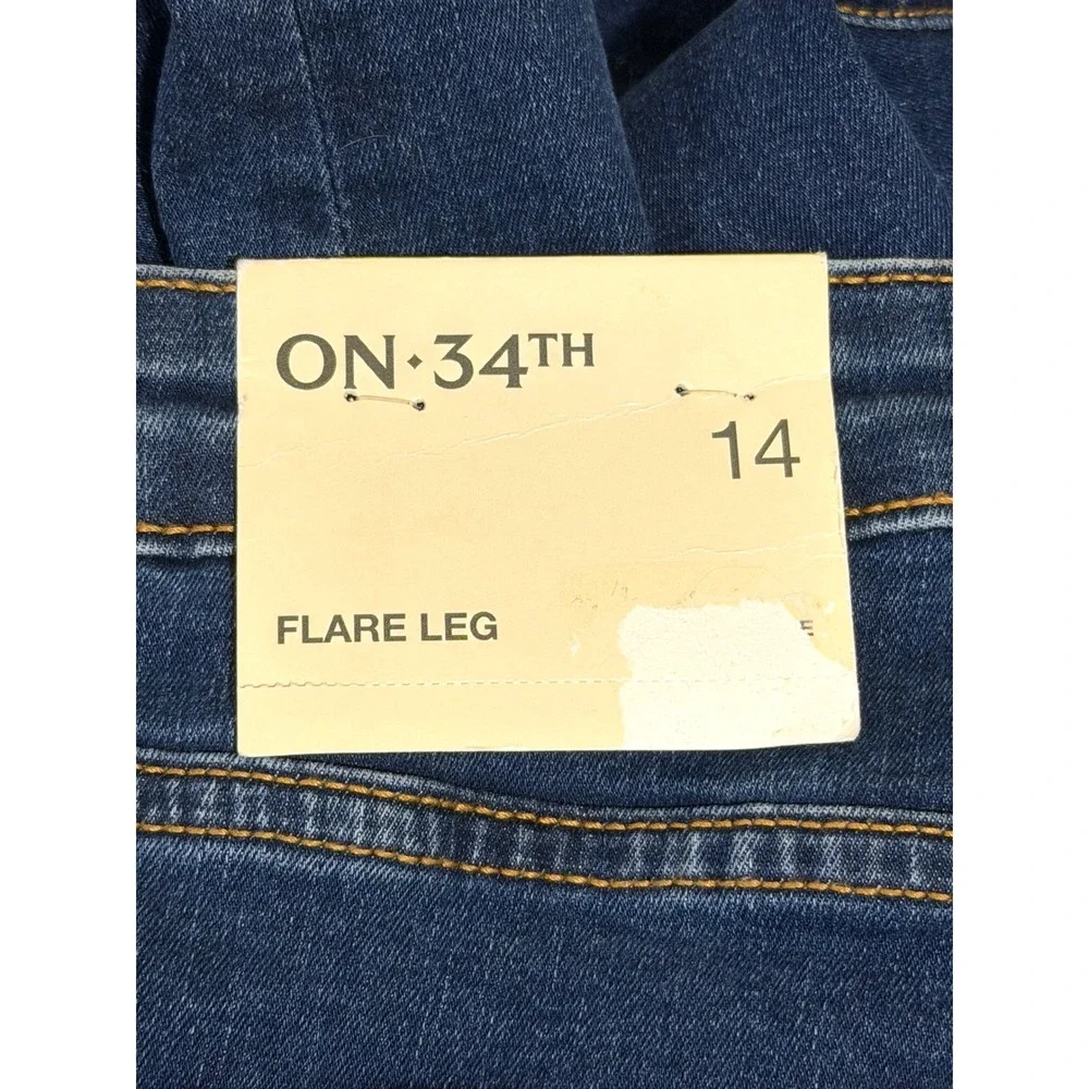 On 34th Women's Flare Leg High Rise Dark Wash Denim Jeans Size 14/32 NEW